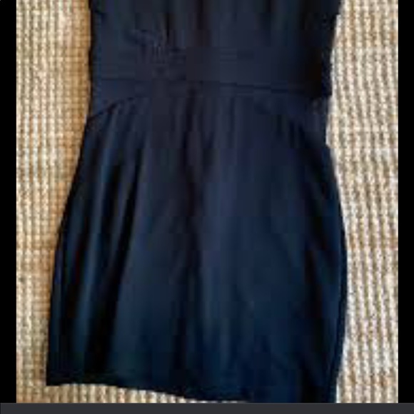 Bebe Black Cap Sleeve Mesh Cut Out Bodycon Mini Party Dress Size Small - Picture 8 of 9